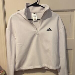 adidas White Half-Zip Fleece Pullover